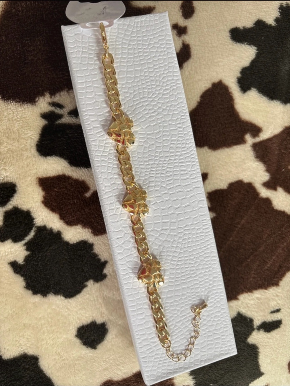Gold-plated nugget Heart Link Bracelet - Women Jewelry
